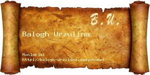 Balogh Urzulina névjegykártya